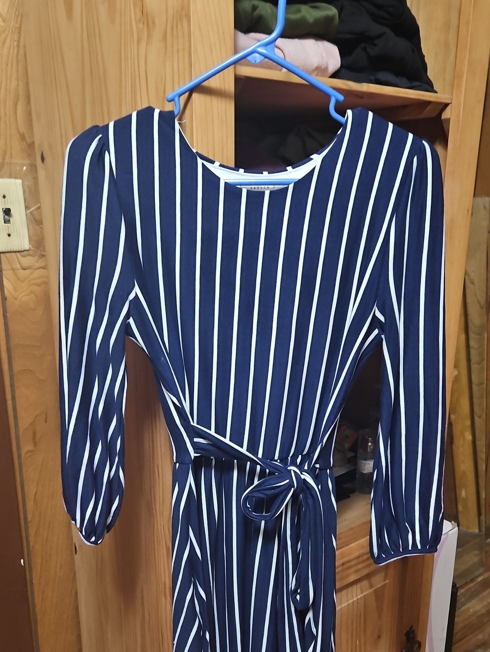 Reborn J Navy and White Striped Dress